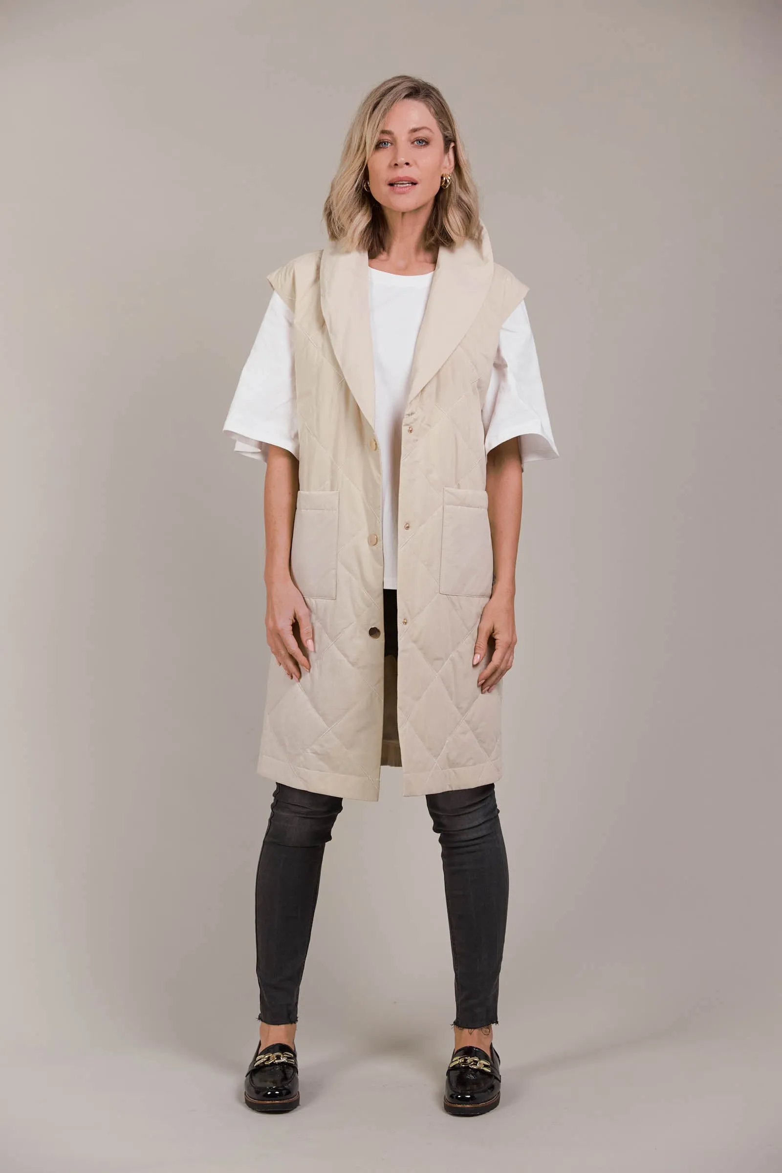 Argo Long Line Vest - Ecru