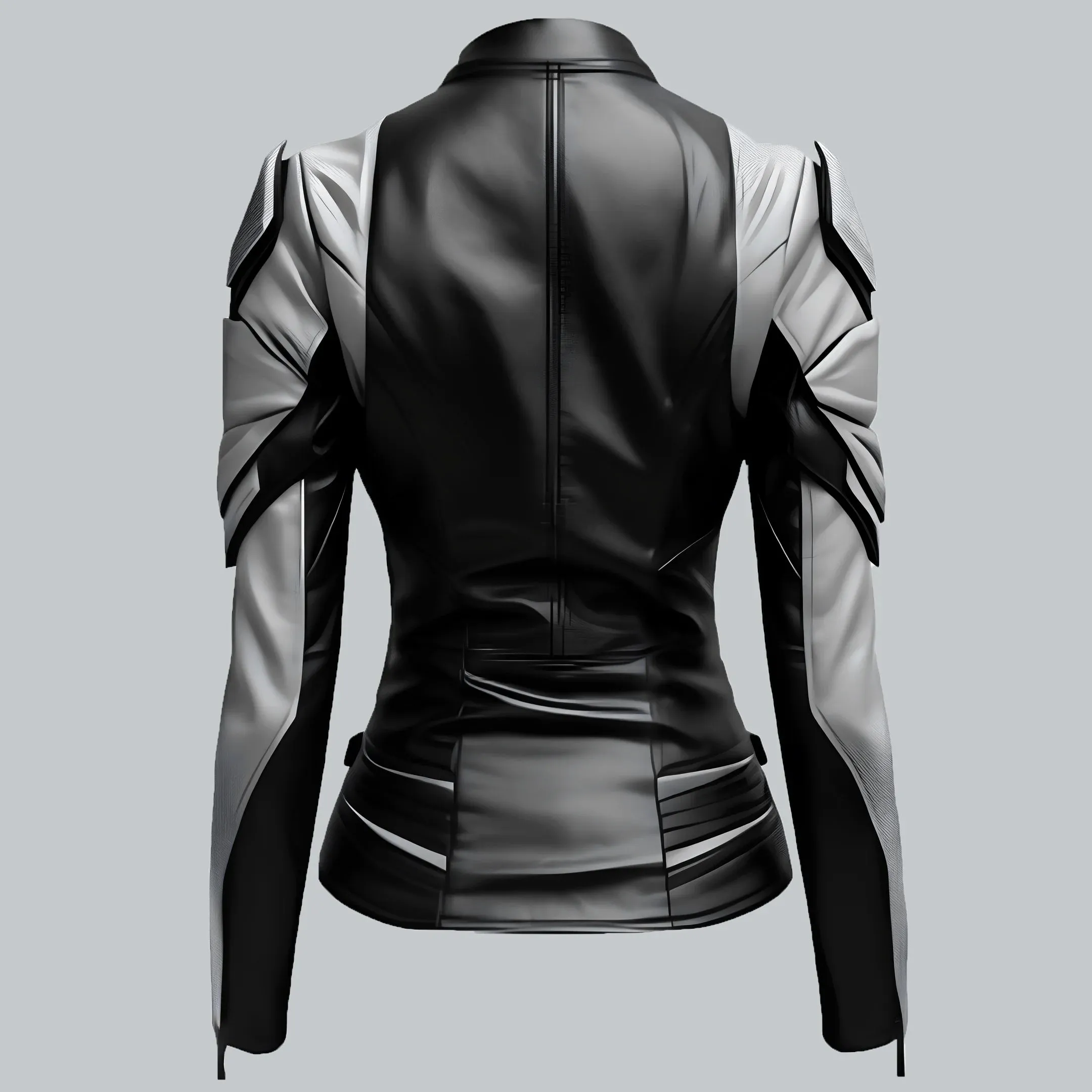 Black And White Faux Leather Biker Jacket