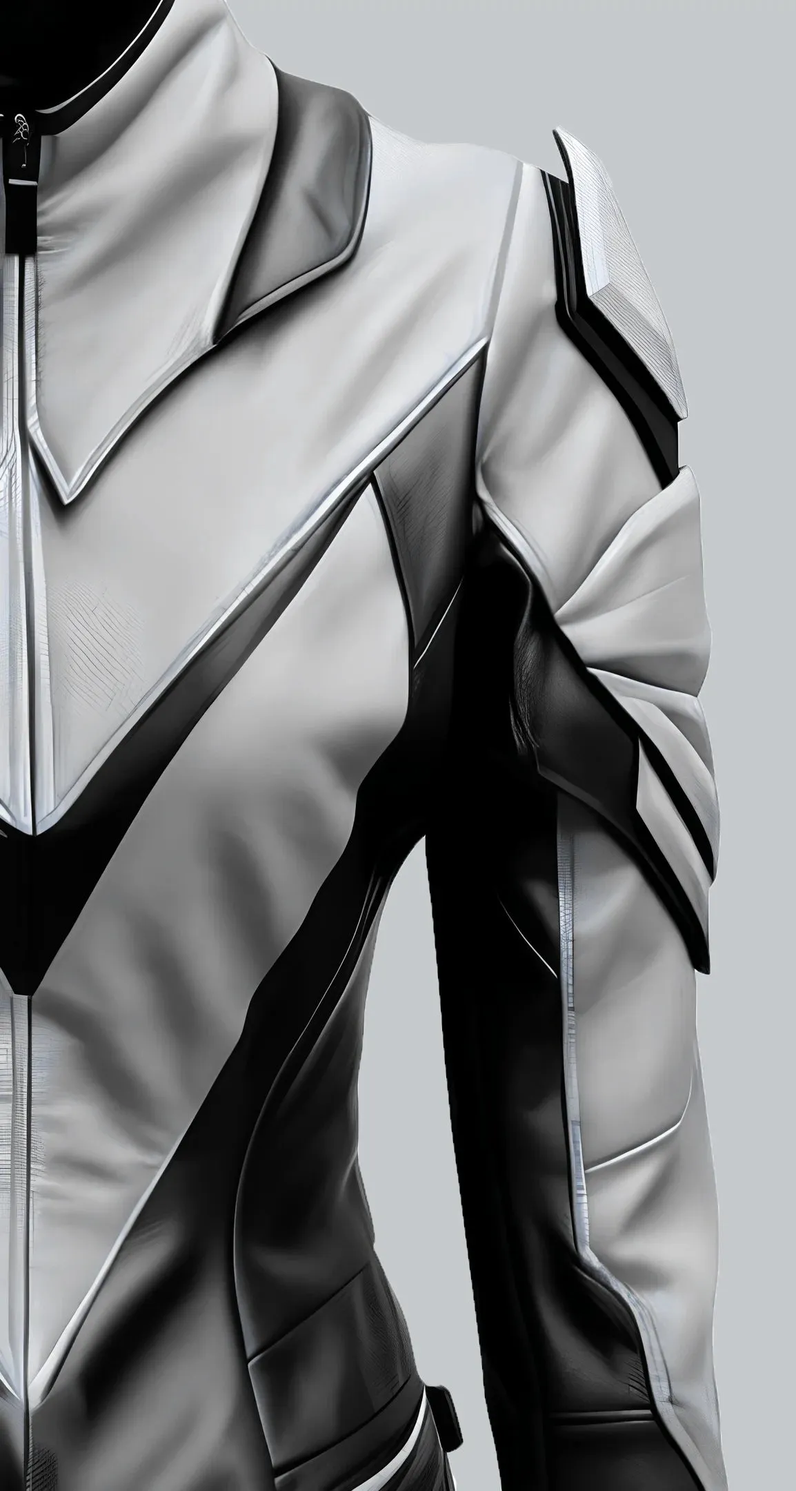 Black And White Faux Leather Biker Jacket