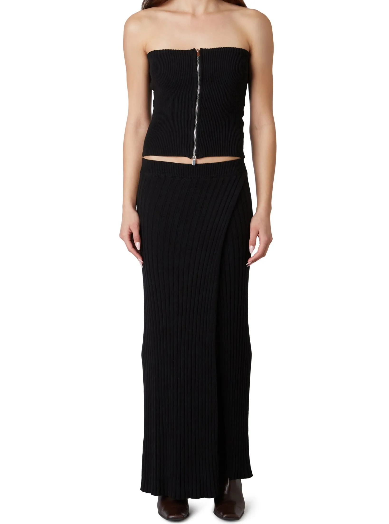 Black Knit Leila Wrap Skirt