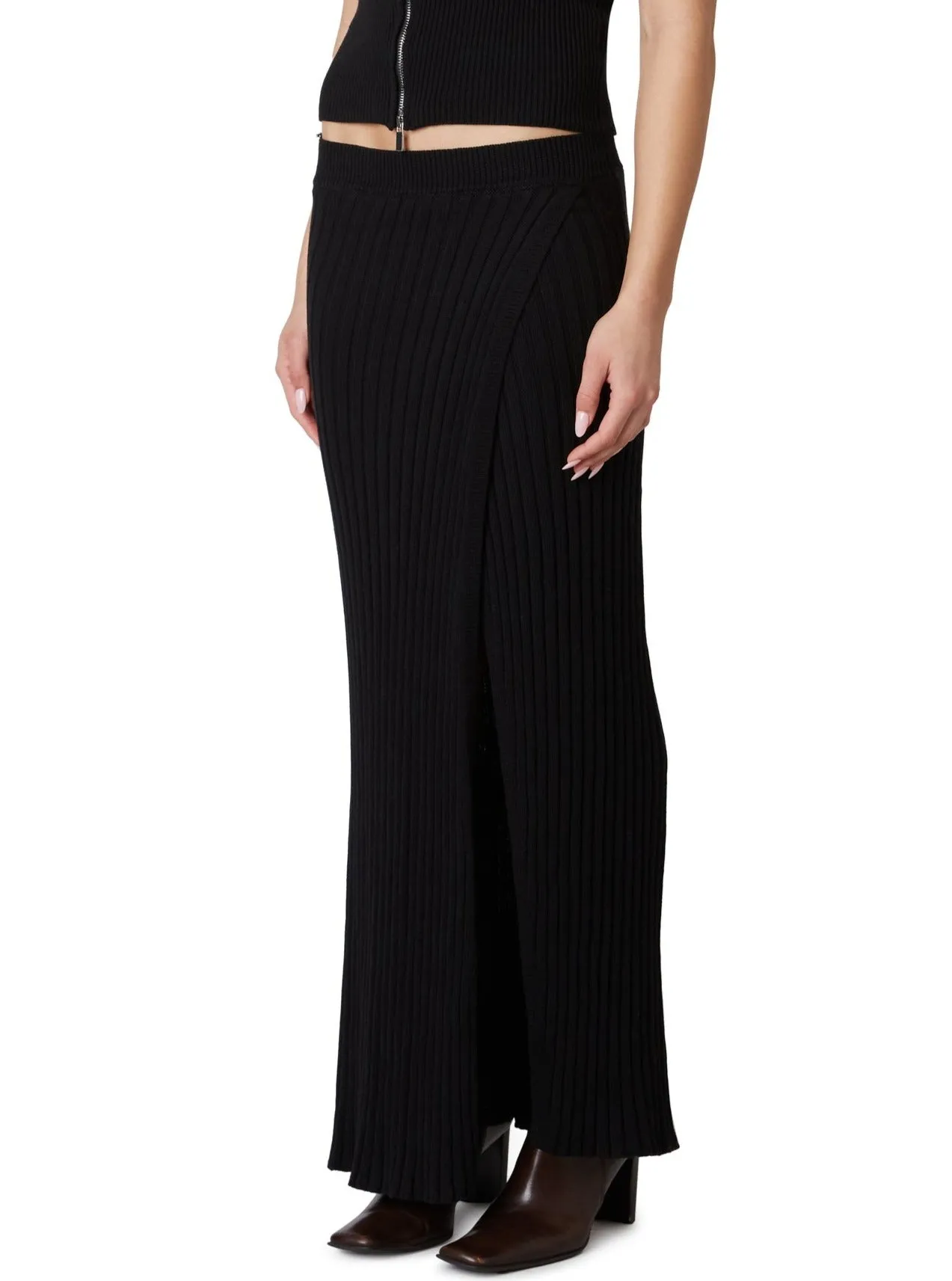 Black Knit Leila Wrap Skirt