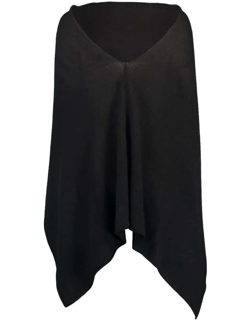 Black Ruana Cashmere Poncho