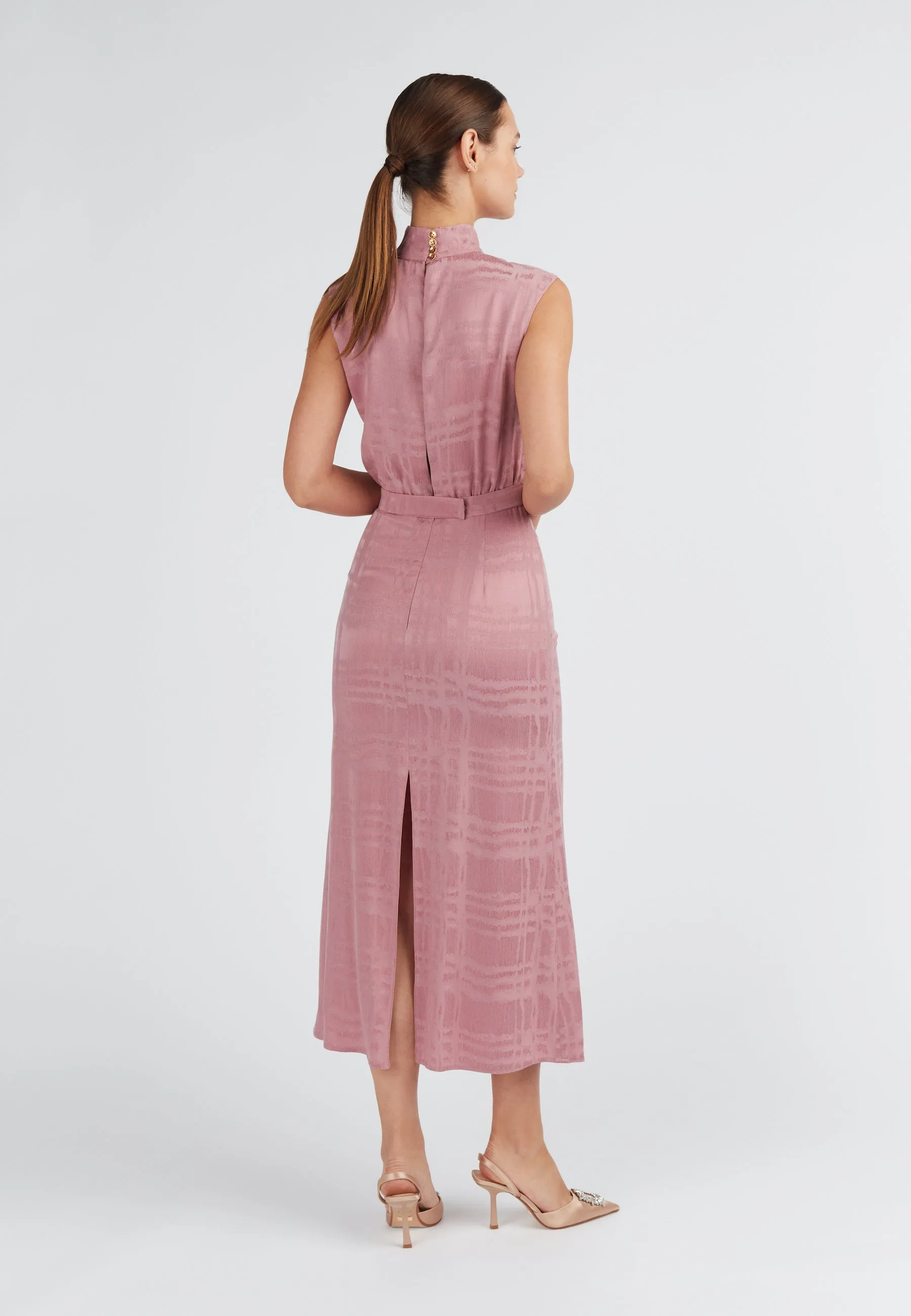 BLANCA lavender pink turtleneck midi dress