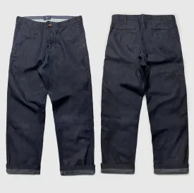 BZEN M.1028 1848.HARRY REGULAR STRAIGHT 5 POCKET FLAT FRONT DEAD STOCK WAILER DENIM AVONDALE MILLS CHINO-11OZ-RAW