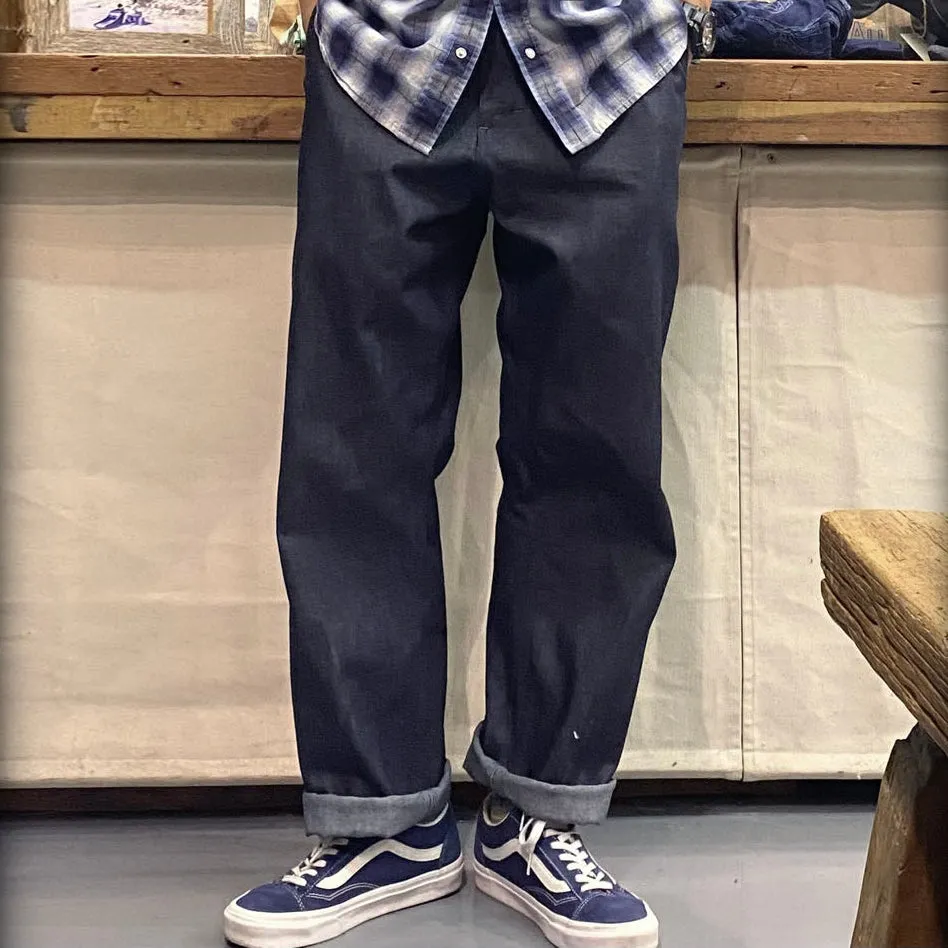 BZEN M.1028 1848.HARRY REGULAR STRAIGHT 5 POCKET FLAT FRONT DEAD STOCK WAILER DENIM AVONDALE MILLS CHINO-11OZ-RAW