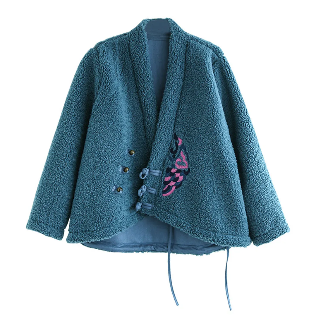 Casual Solid Fleece Shearling Jacket