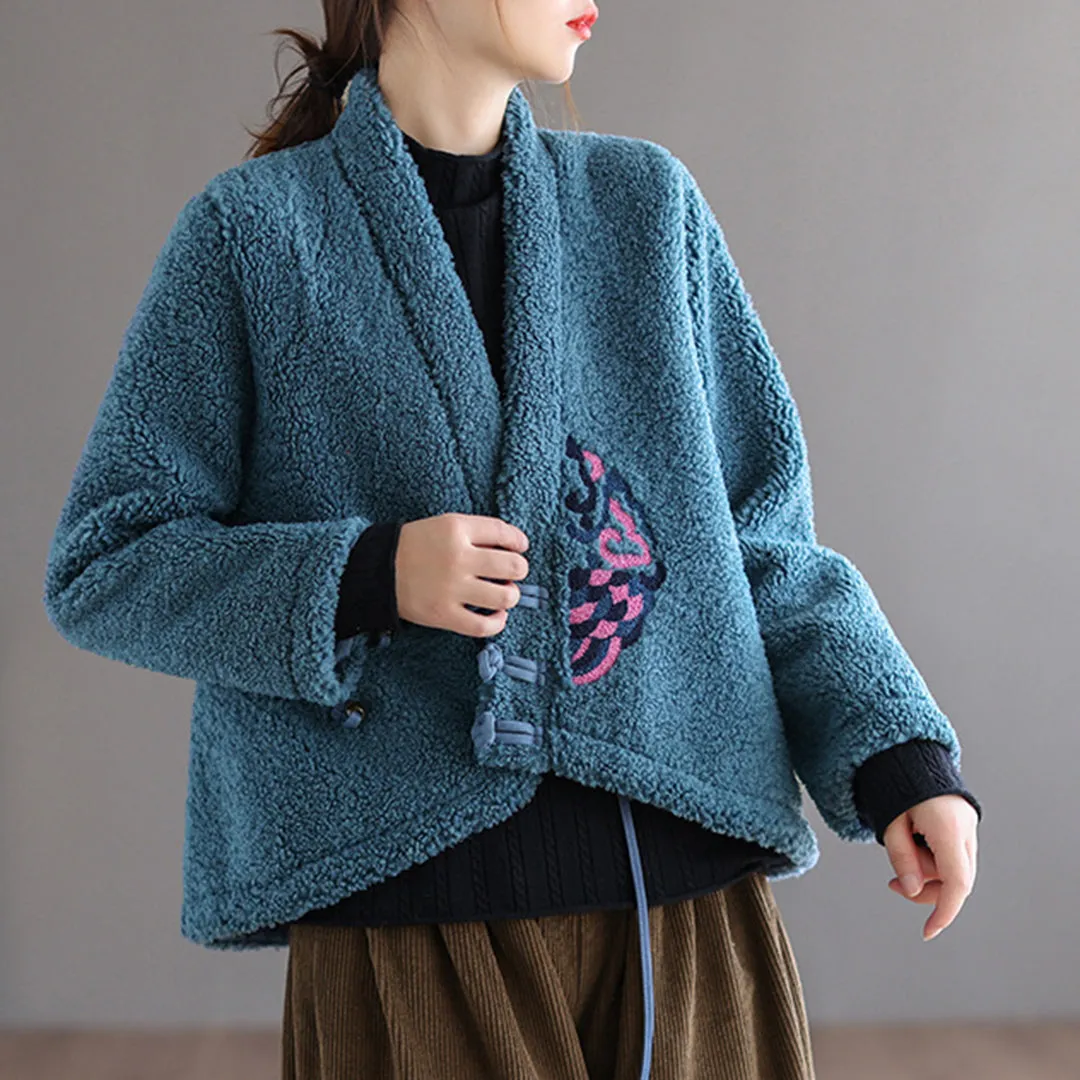 Casual Solid Fleece Shearling Jacket