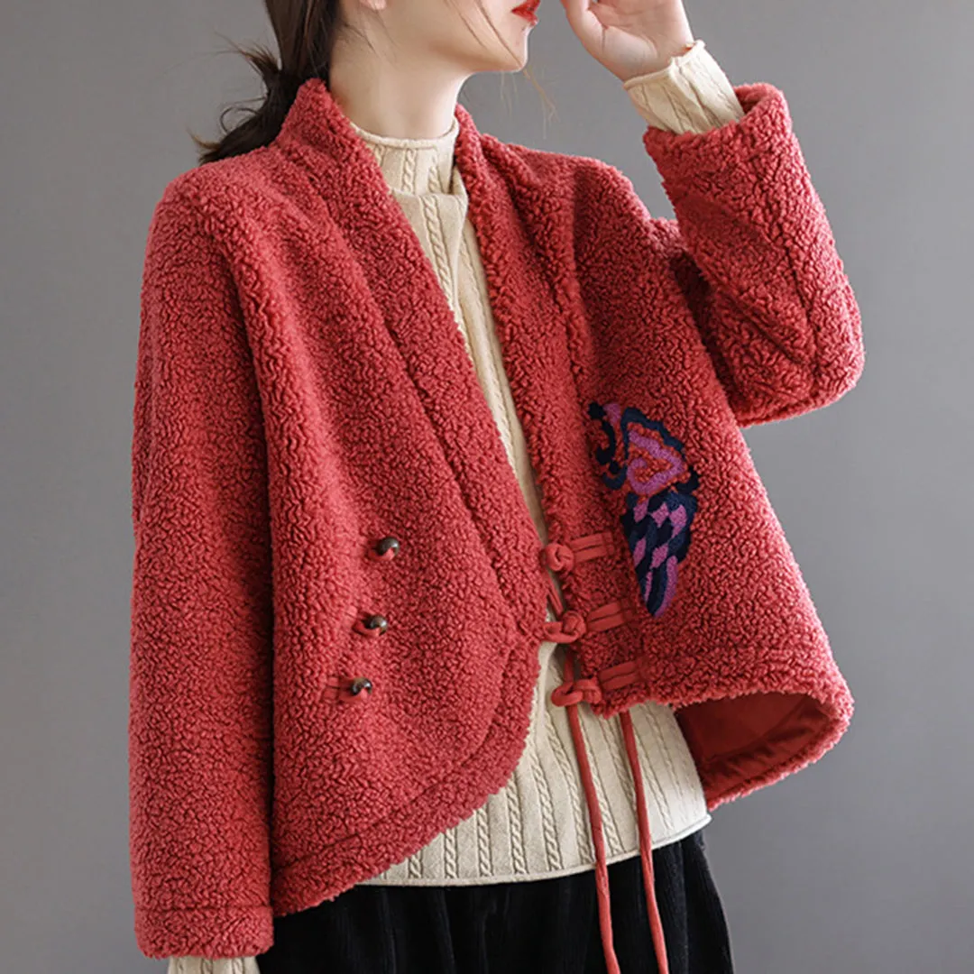 Casual Solid Fleece Shearling Jacket