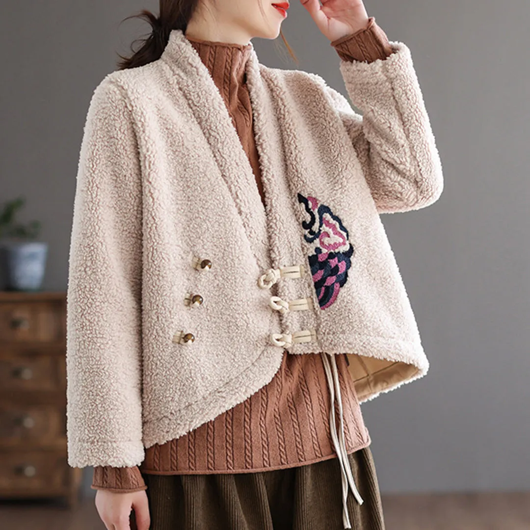 Casual Solid Fleece Shearling Jacket