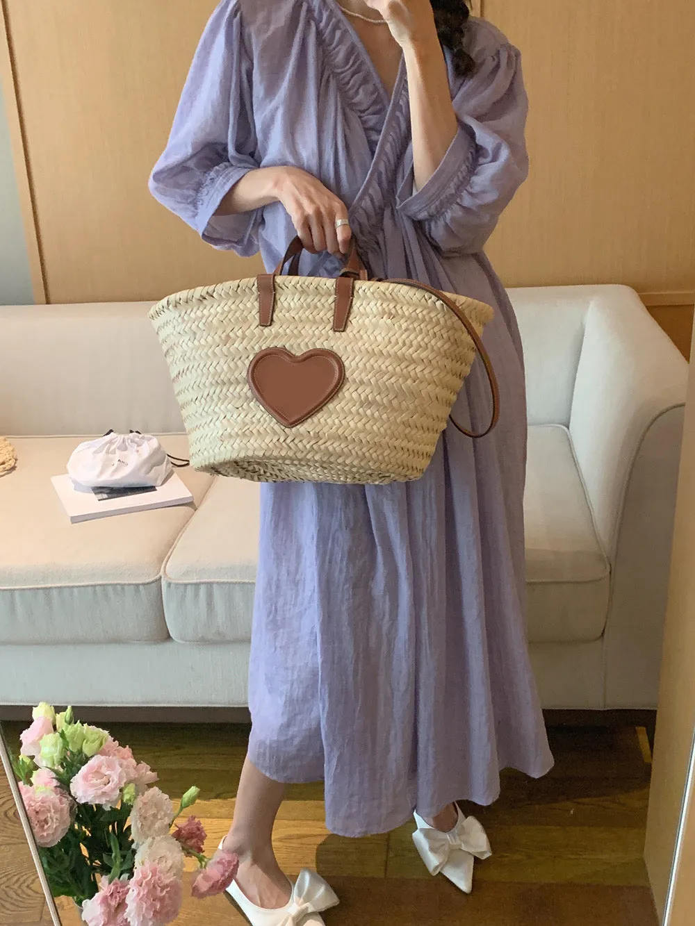Cloud Touch Loose Fitting Cross Over Wrap Midi Dress