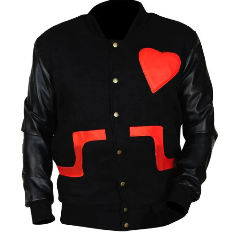 Elegant Red Heart Leather Jacket Worn By Rihanna | Rihanna Elegant Red Heart Leather Jacket