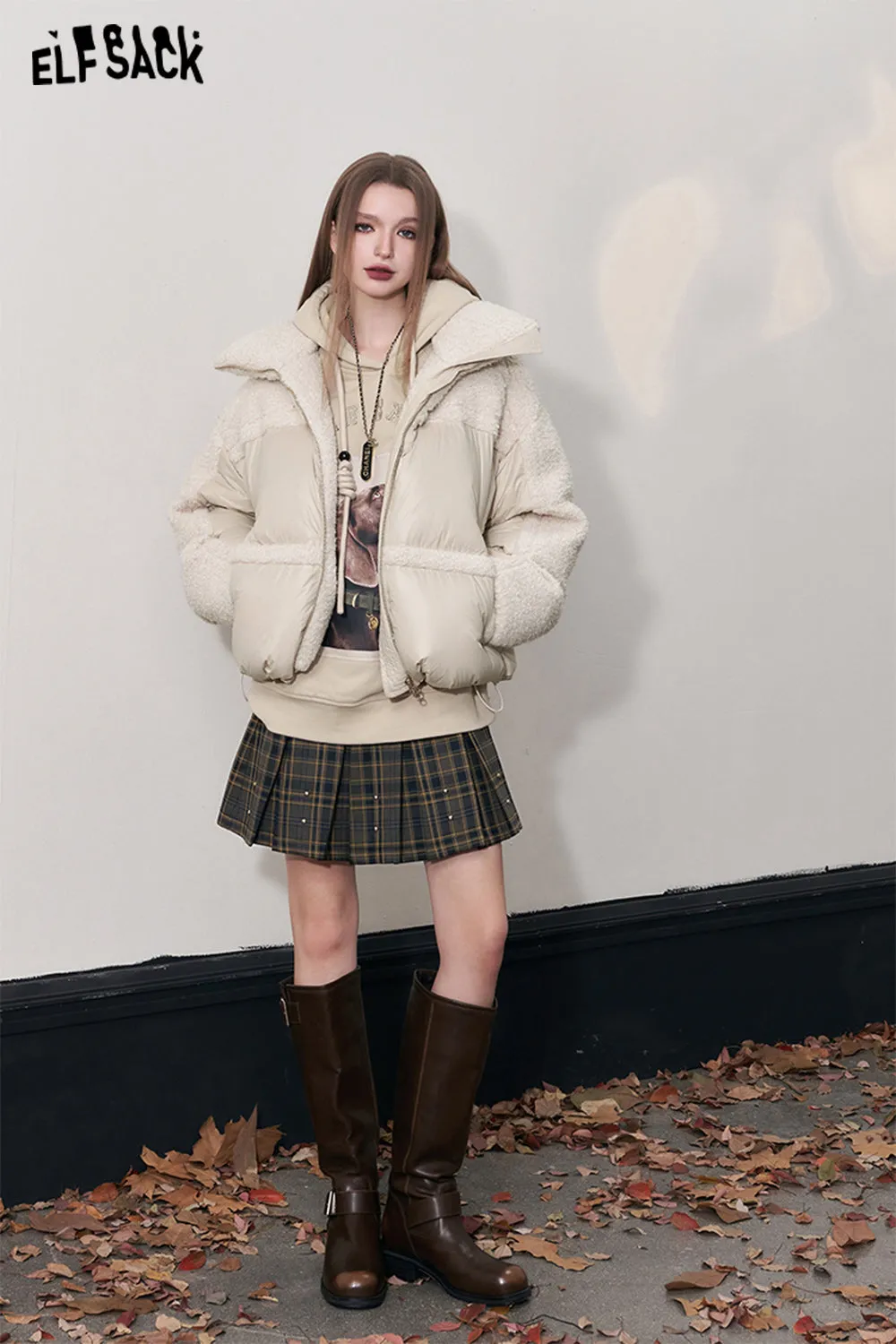 ELFSACK Kawaii Down Coats Women 2023 Winter New Plus Size Designer Jackets