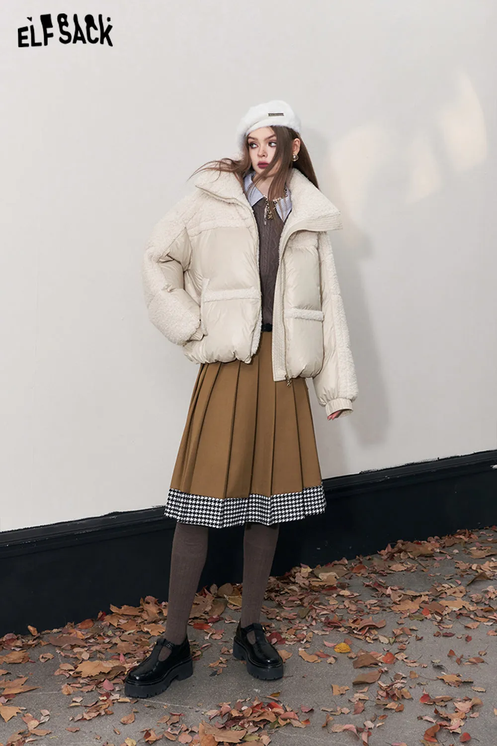 ELFSACK Kawaii Down Coats Women 2023 Winter New Plus Size Designer Jackets