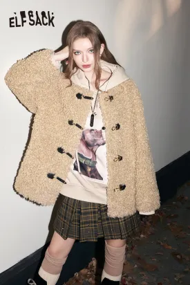 ELFSACK Korean Fashion Fleece Cotton Coats Women 2023 Winter Designer Clothes