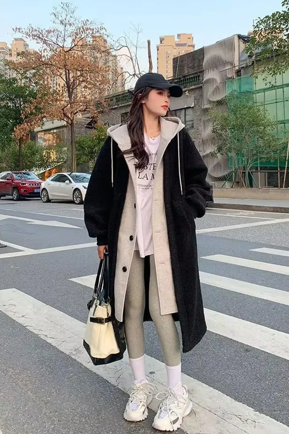 Flytonn-cute winter outfits casual winter outfits christmas outfit party look inspos Two Piece Hooded Style Wool Warm Jacket