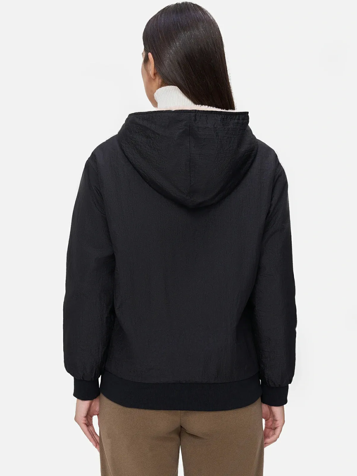 Full Zip-Up Hooded Fleece-Line Jacket