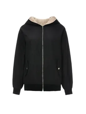 Full Zip-Up Hooded Fleece-Line Jacket