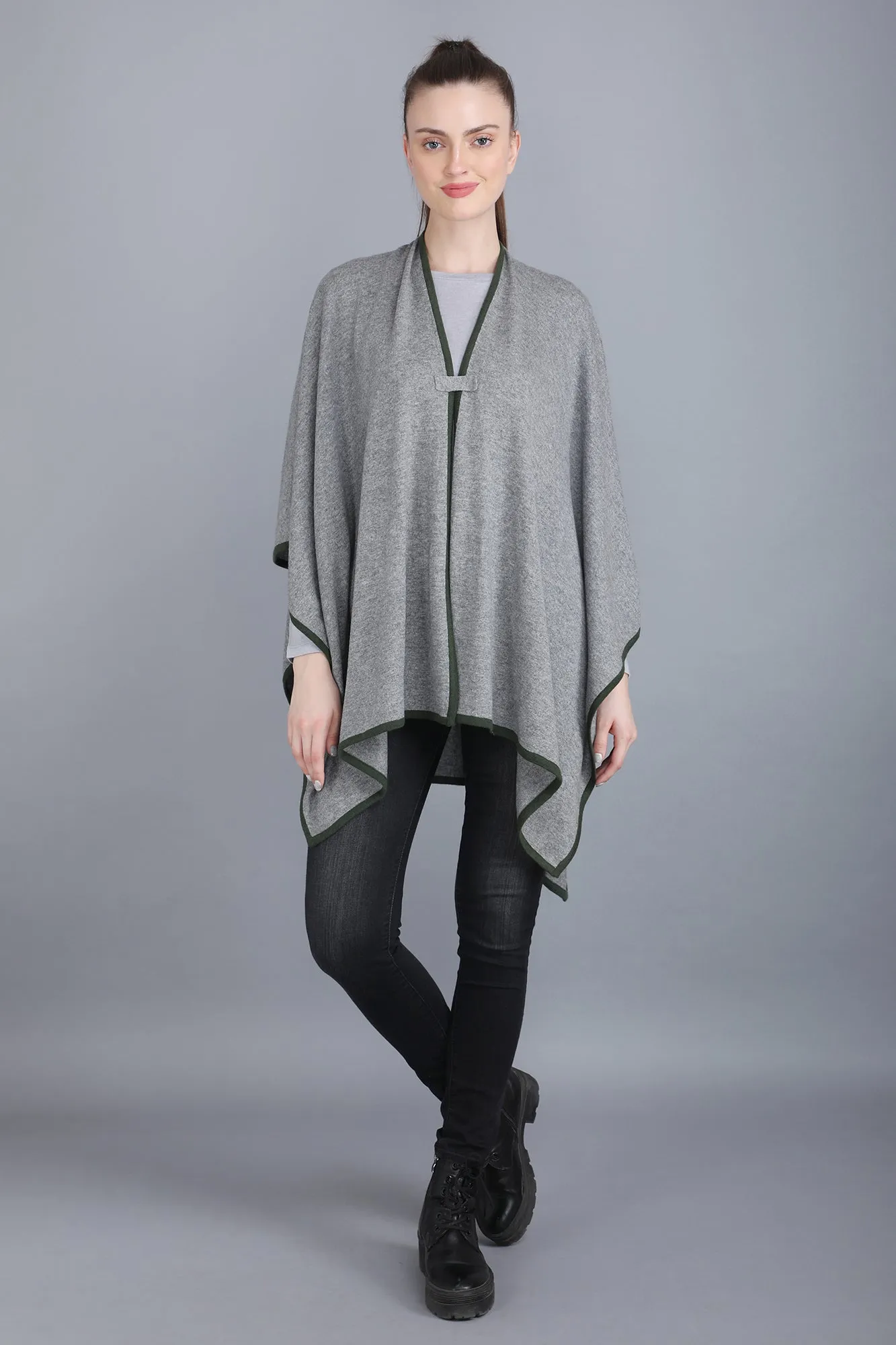 Gery Melange Cashmere Poncho