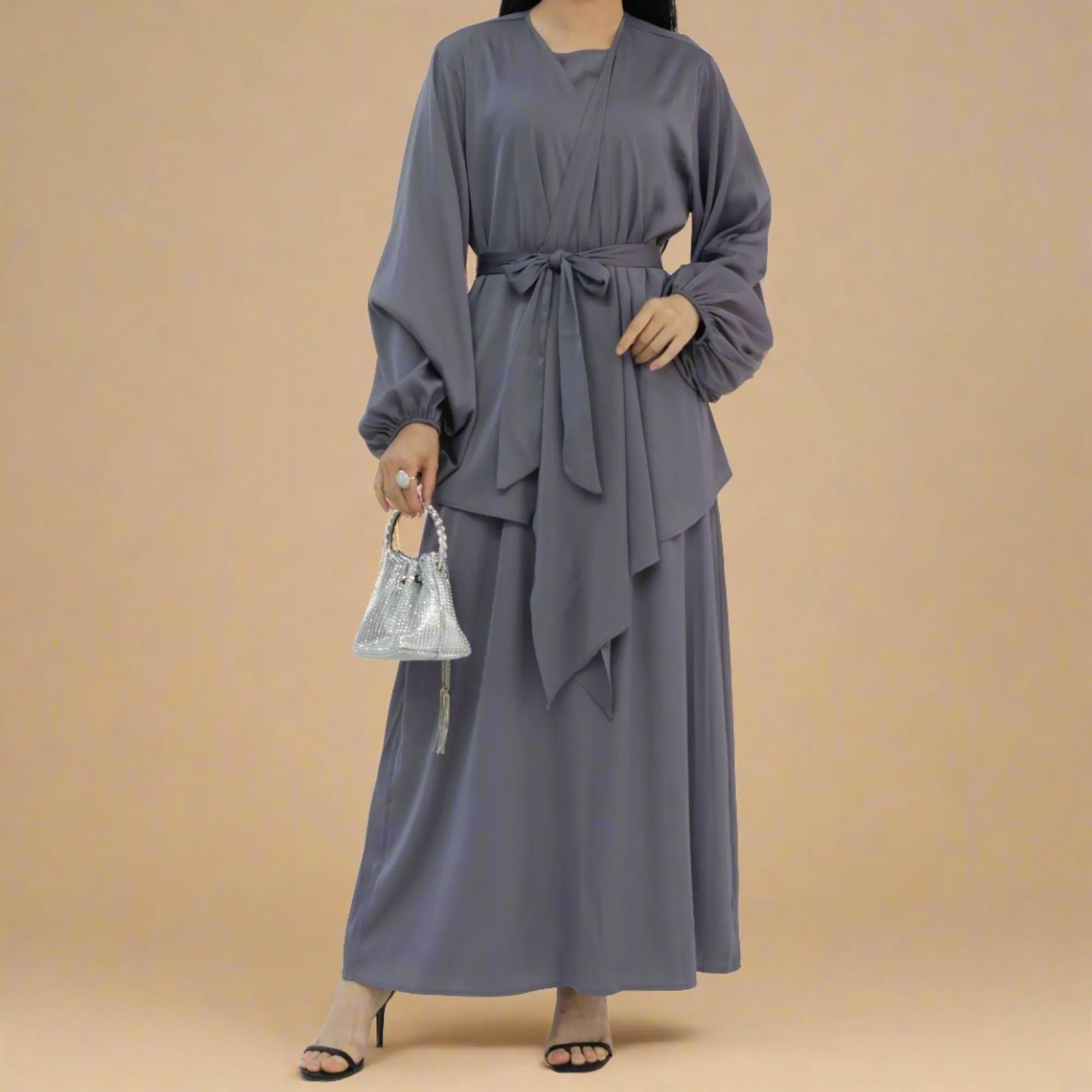 Graceful Duo- 2 PC abaya set with a wrap top