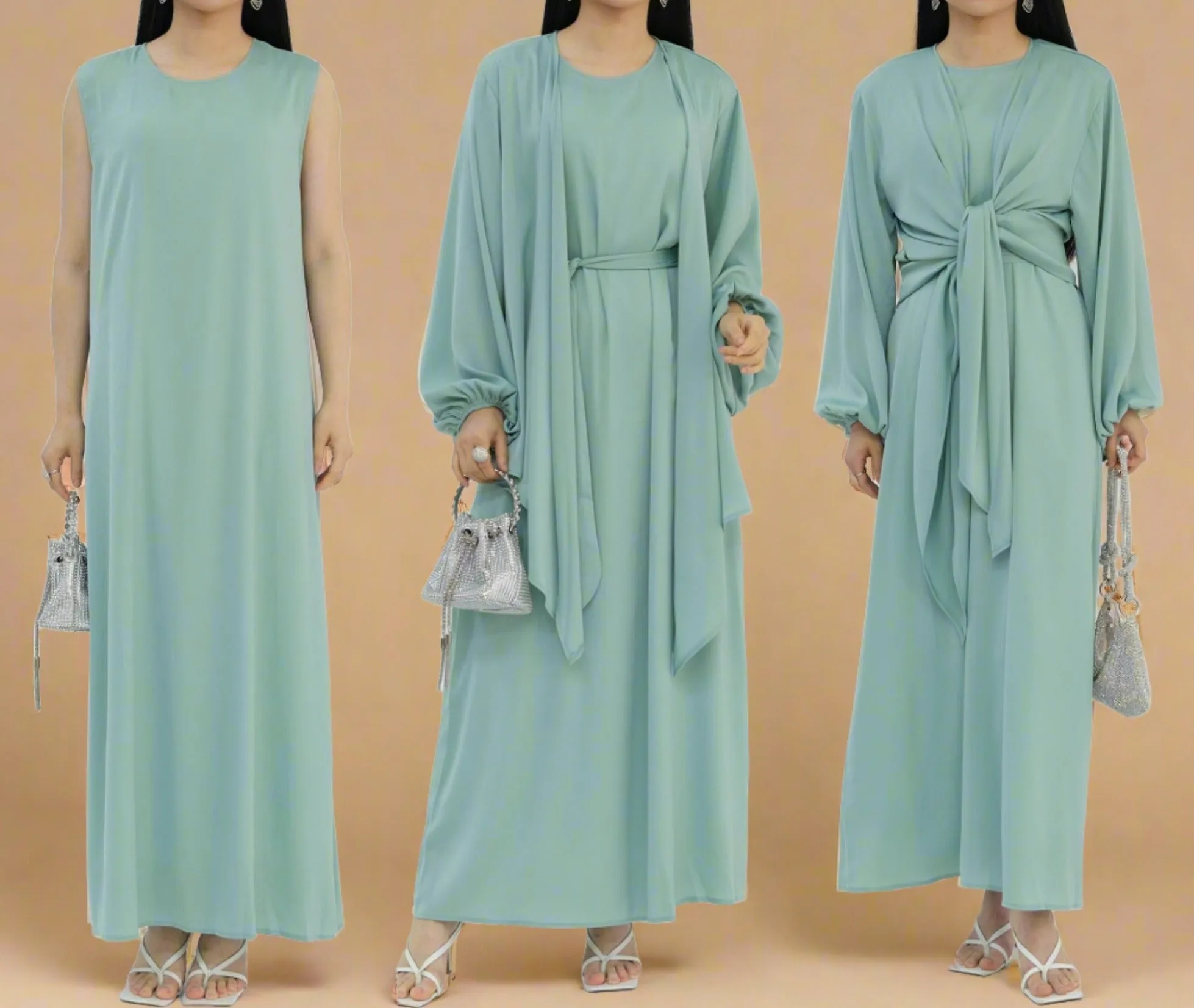 Graceful Duo- 2 PC abaya set with a wrap top