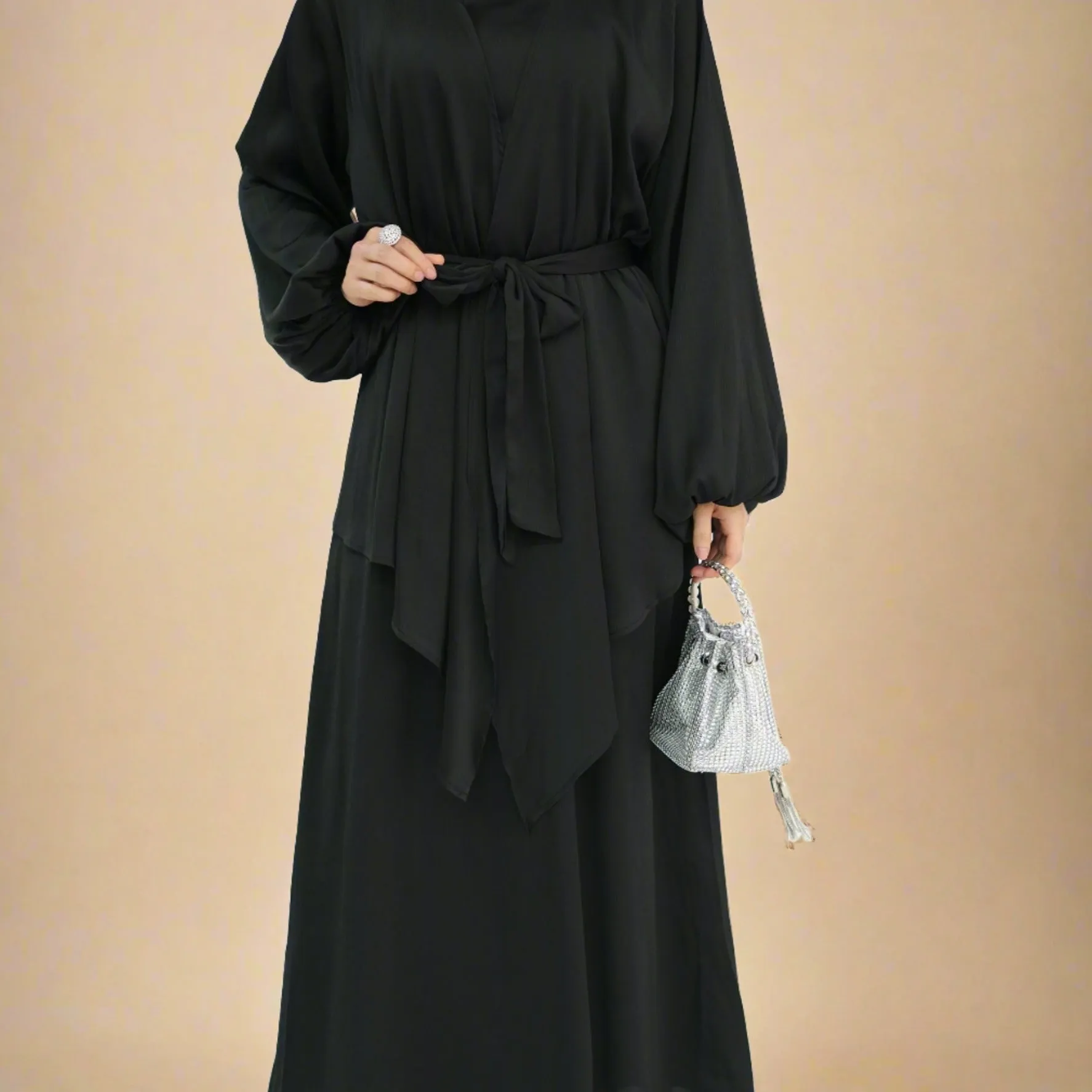 Graceful Duo- 2 PC abaya set with a wrap top