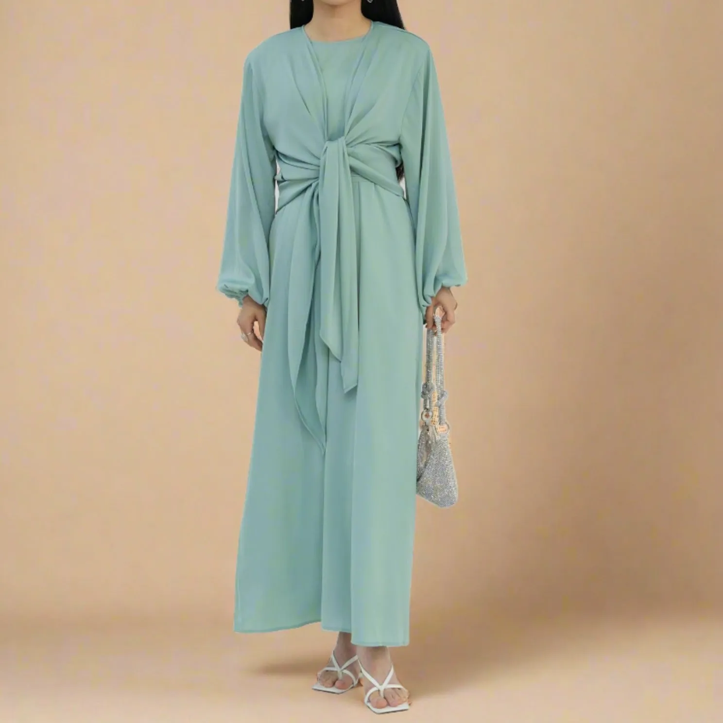 Graceful Duo- 2 PC abaya set with a wrap top