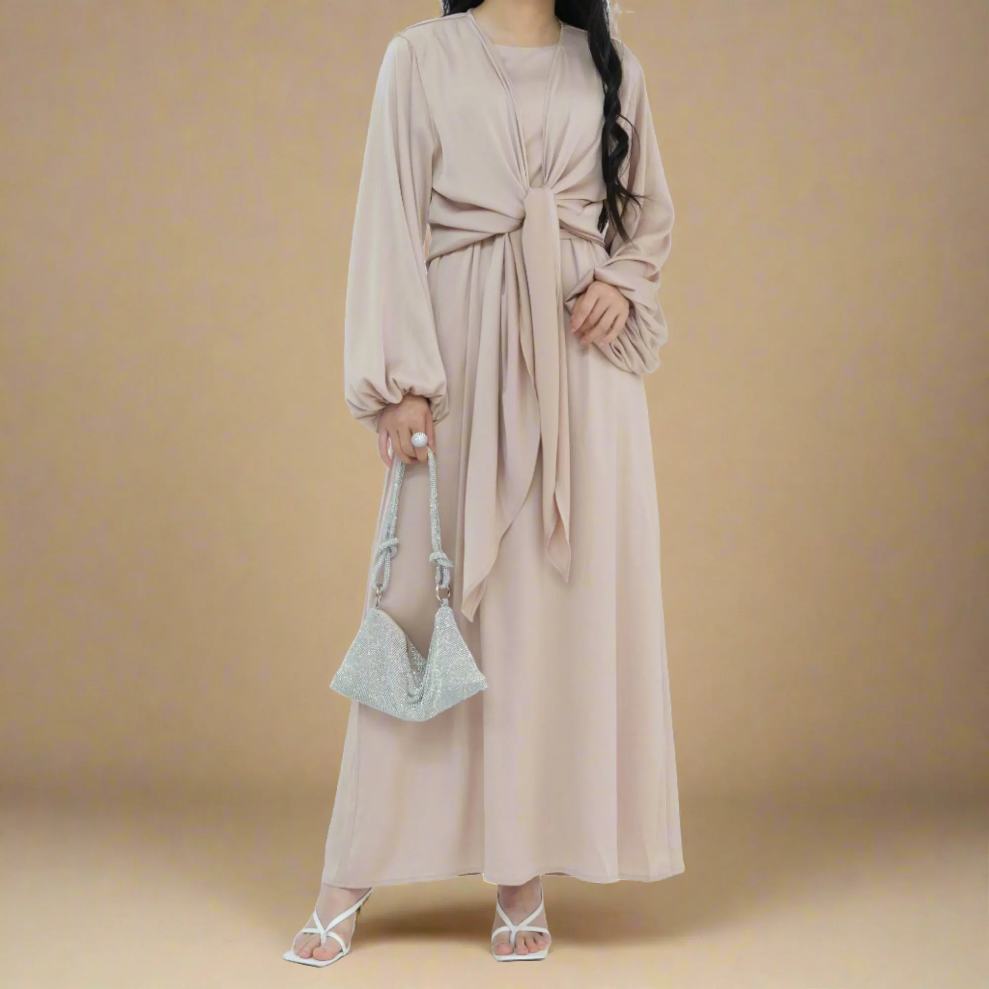 Graceful Duo- 2 PC abaya set with a wrap top