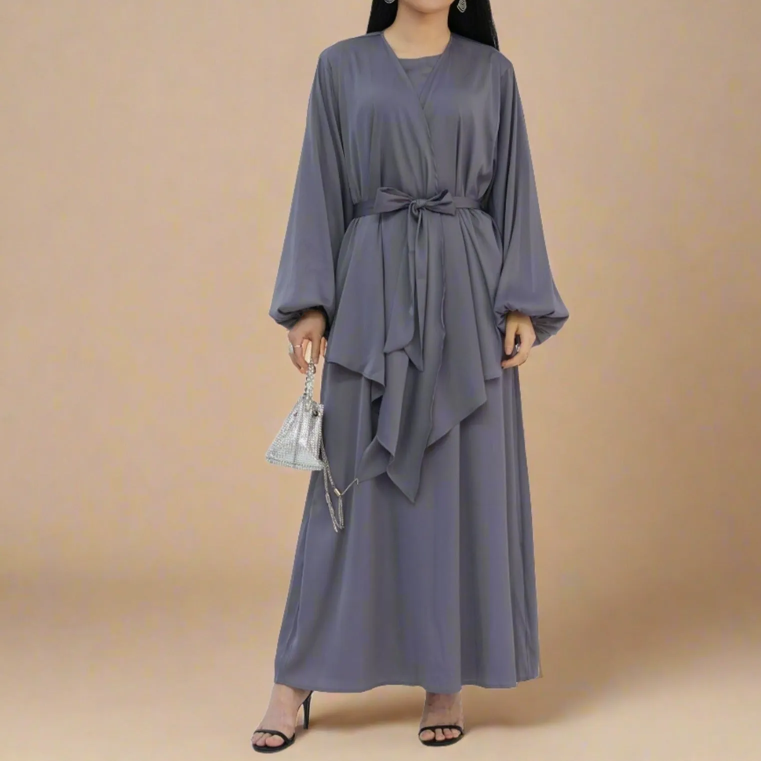 Graceful Duo- 2 PC abaya set with a wrap top