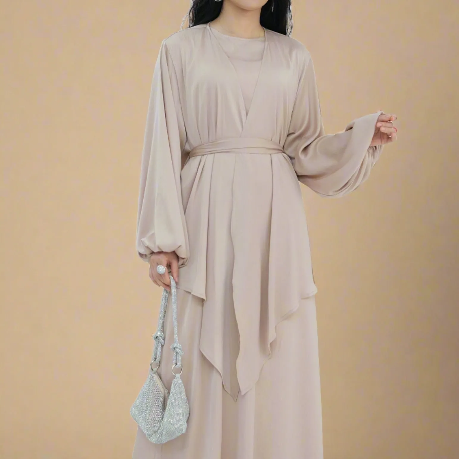 Graceful Duo- 2 PC abaya set with a wrap top