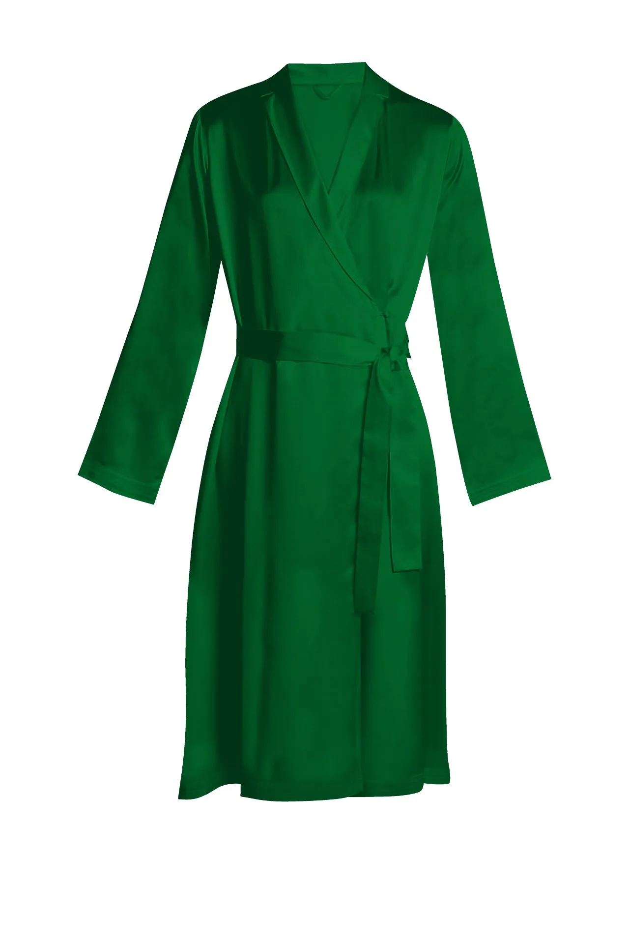Green Midi Length Wrap Dress Made with Vegan Silk