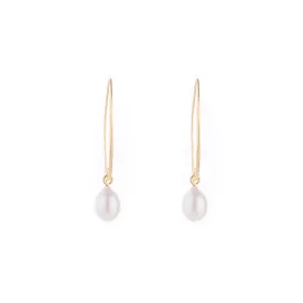 Greta Cultured Pearl Earring, Gold Vermeil