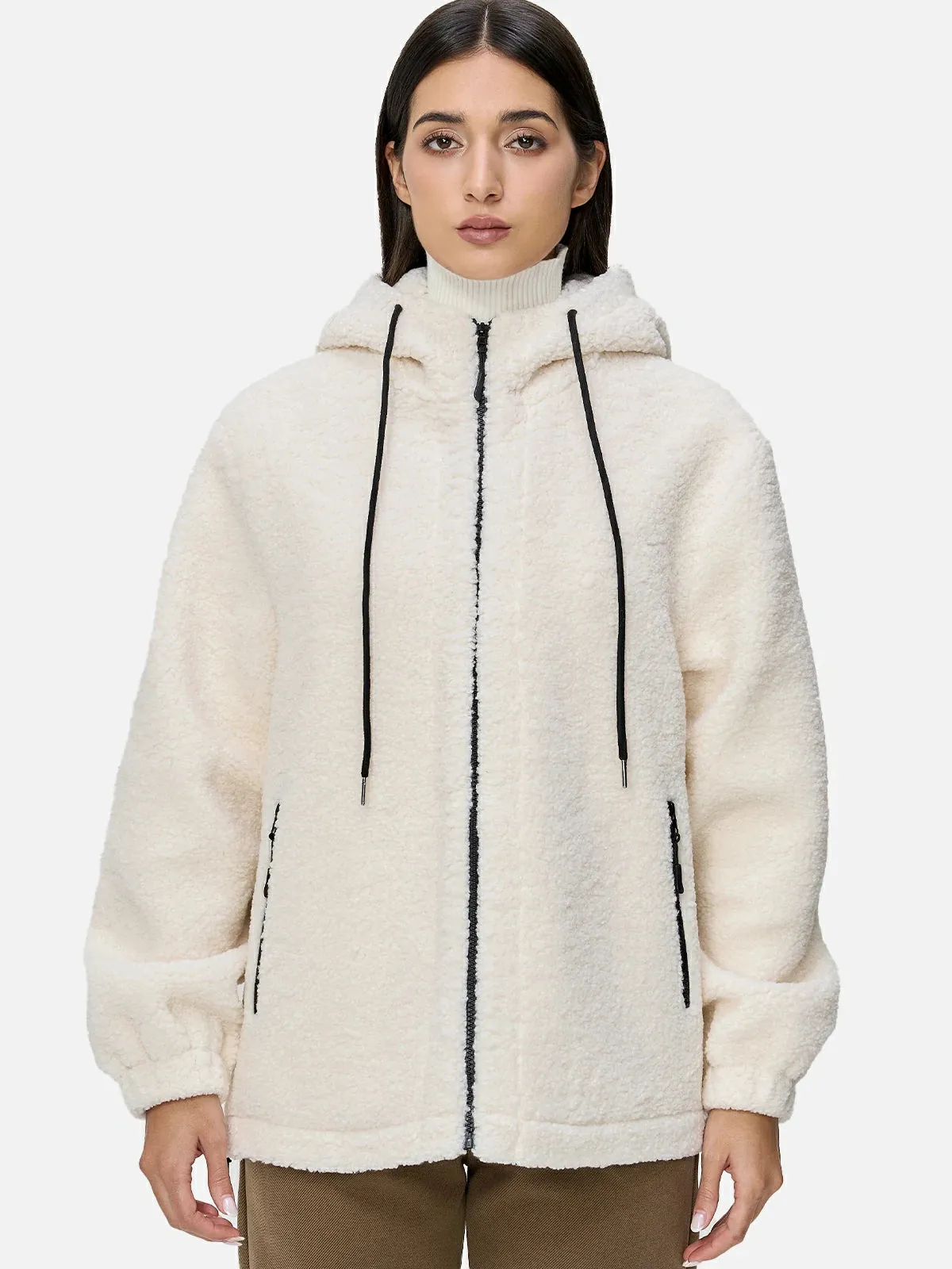 Hooded Full-Zip Fleece Fuzzy Jacket