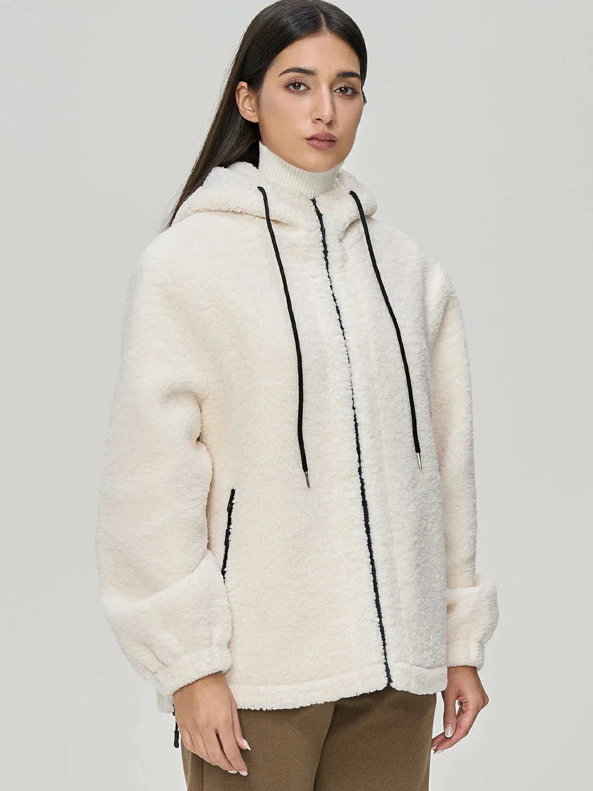 Hooded Full-Zip Fleece Fuzzy Jacket