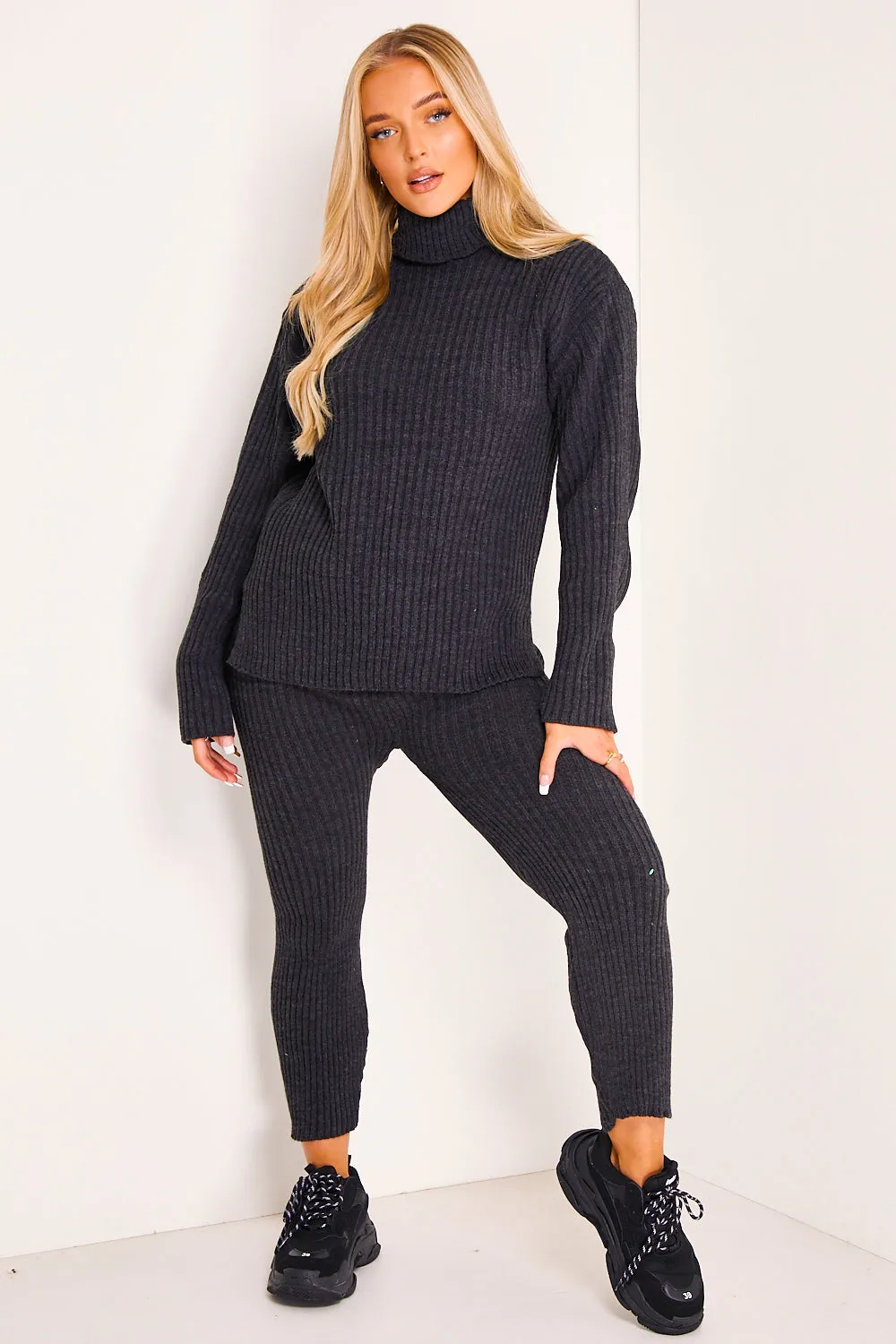 Juniper Charcoal Oversized Roll Neck Co-Ord