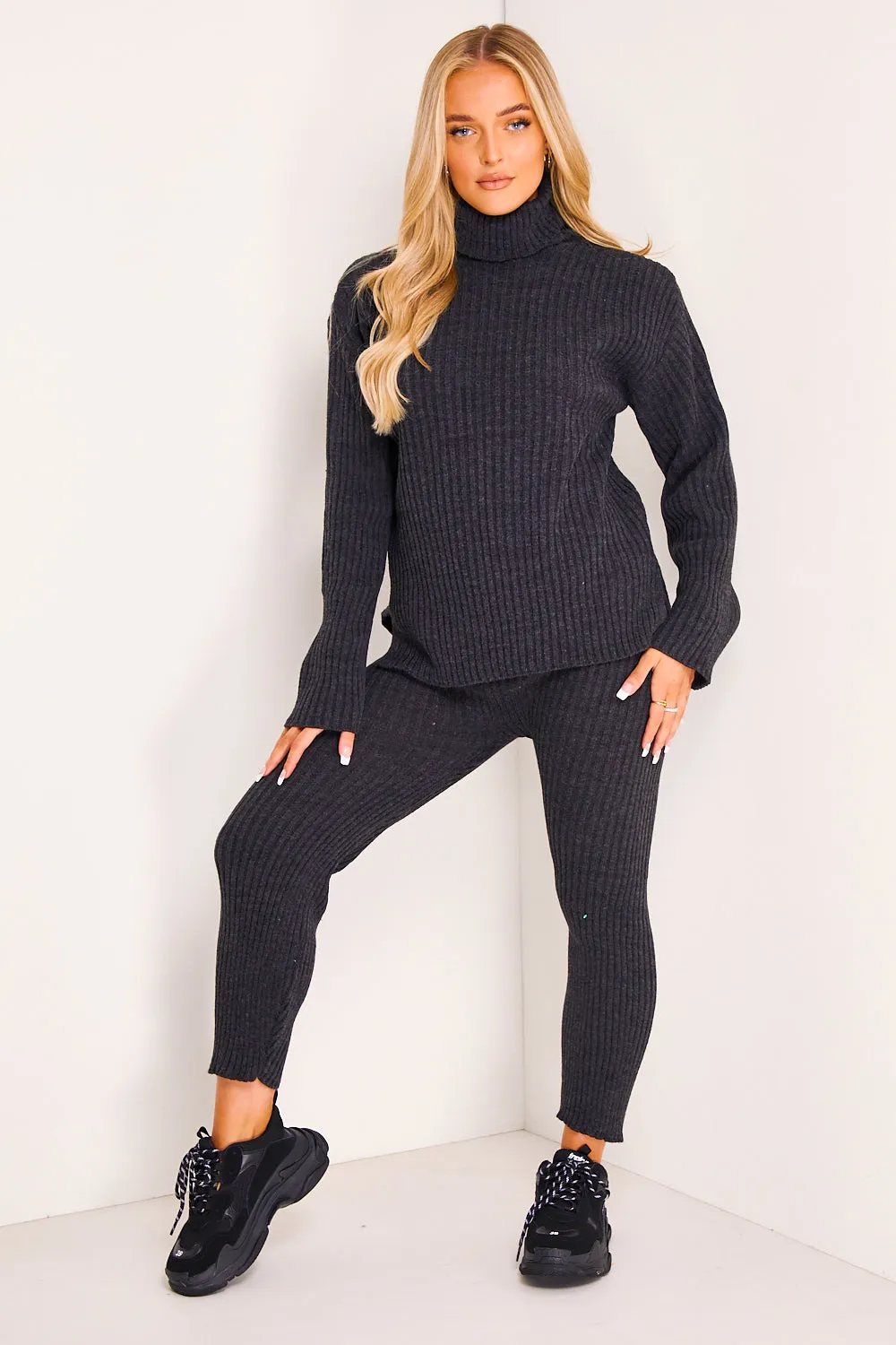 Juniper Charcoal Oversized Roll Neck Co-Ord