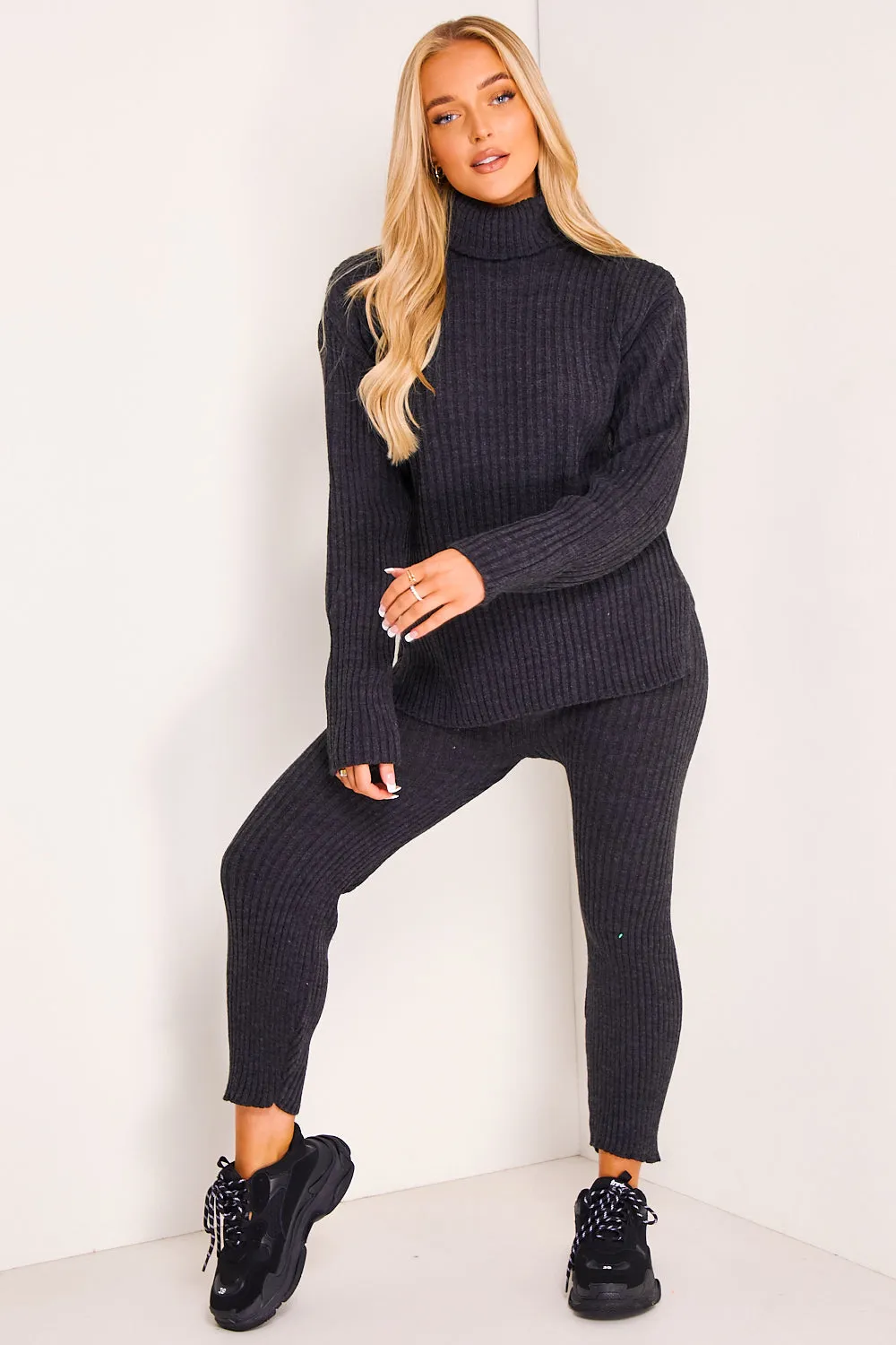 Juniper Charcoal Oversized Roll Neck Co-Ord