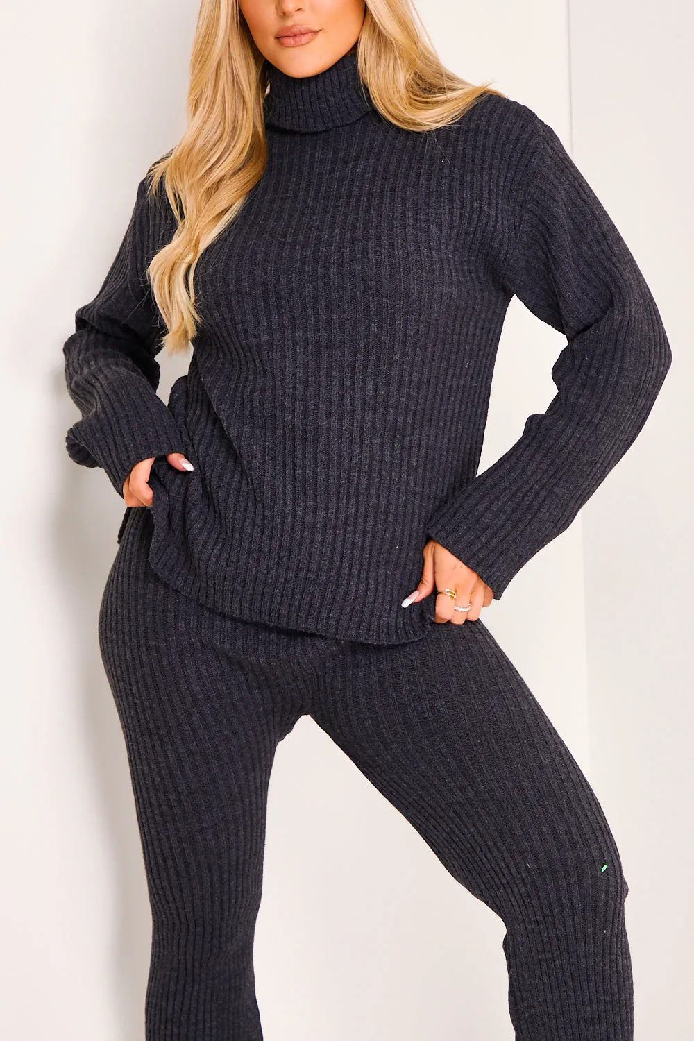 Juniper Charcoal Oversized Roll Neck Co-Ord