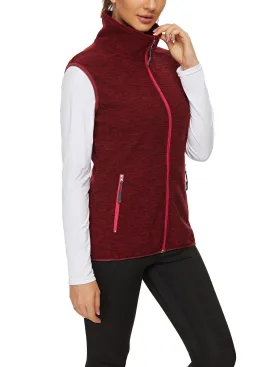 Ladies Sleeveless Jacket-🔥SO® Red with Light Red Zipper Fleece Outdoor Short Running Vest Fleece Vest Riding Vest Softshell Vest Sleeveless Jacket Lightweight Elegant Windproof Warm with Zip for Running Hiking Winter