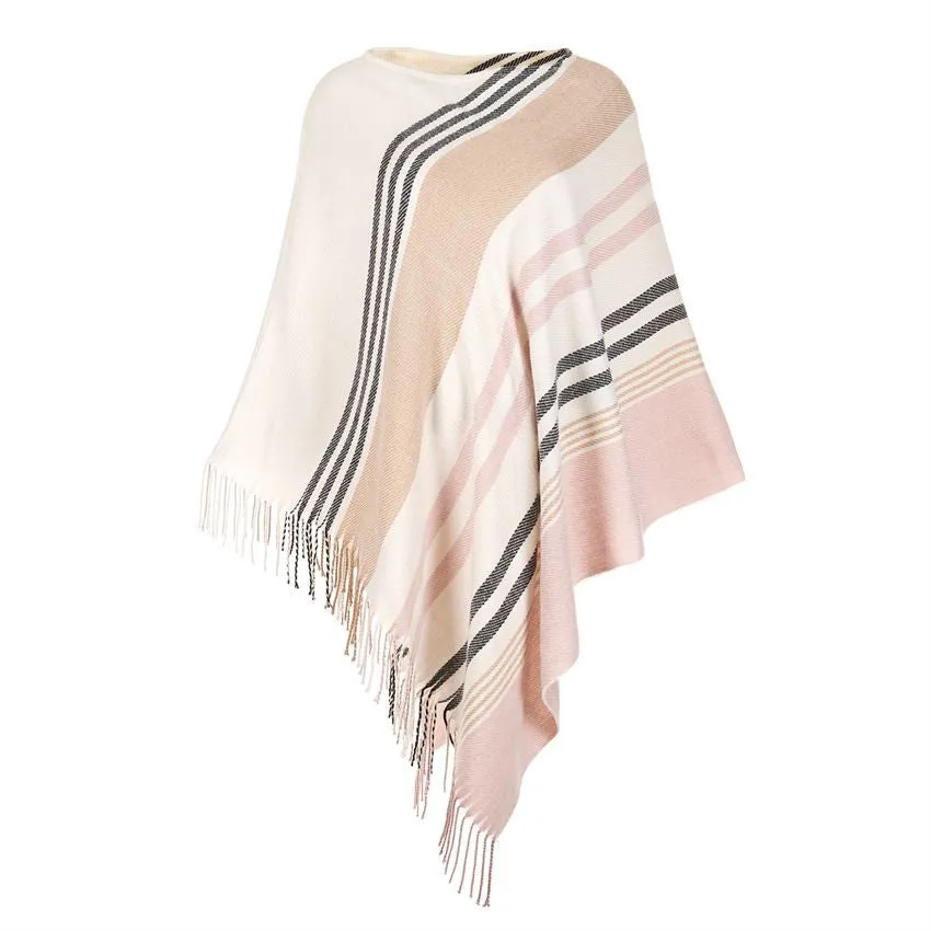 Ladylike Stripe Blanket Poncho
