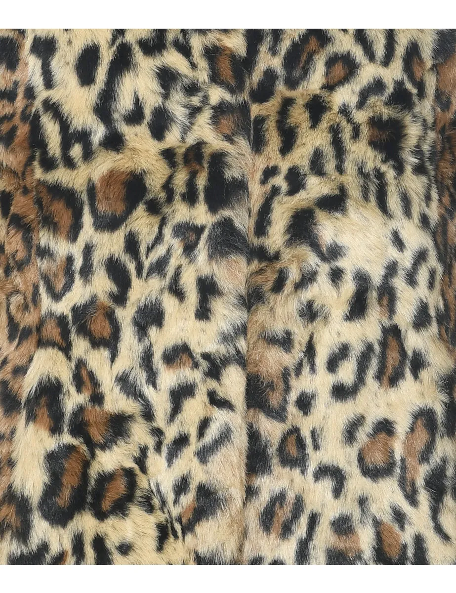 Leopard Print Faux Fur Coat - S