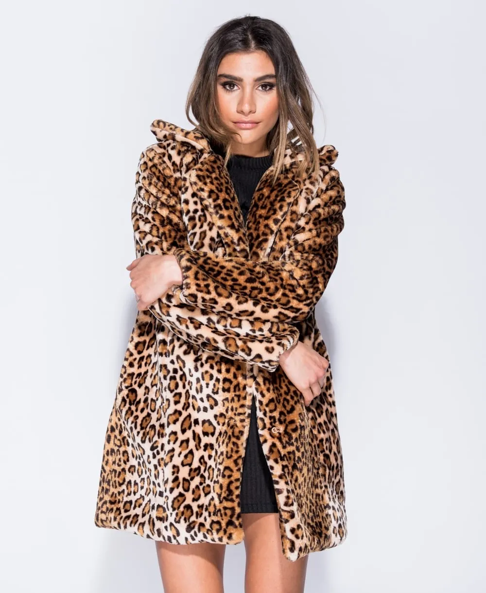 Leopard Print Faux Fur Coat