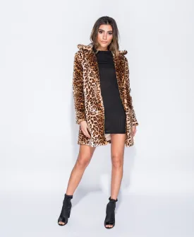Leopard Print Faux Fur Coat
