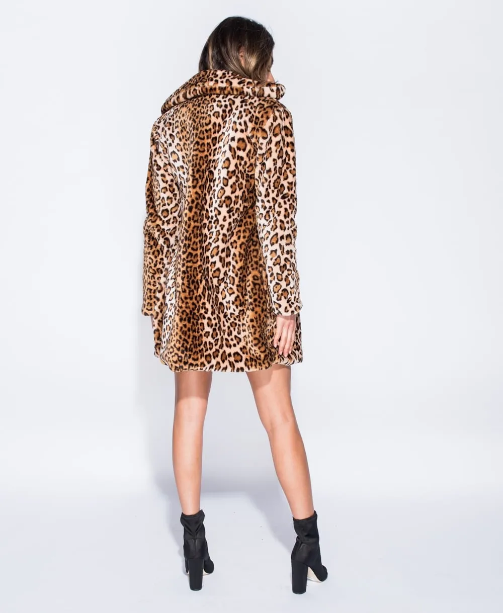 Leopard Print Faux Fur Coat