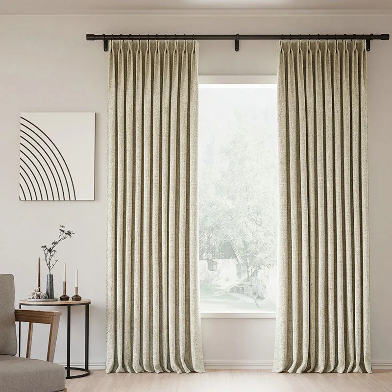 Lille Blackout Linen Curtains Natural Modern Custom Drapes Tapioca | Pleated