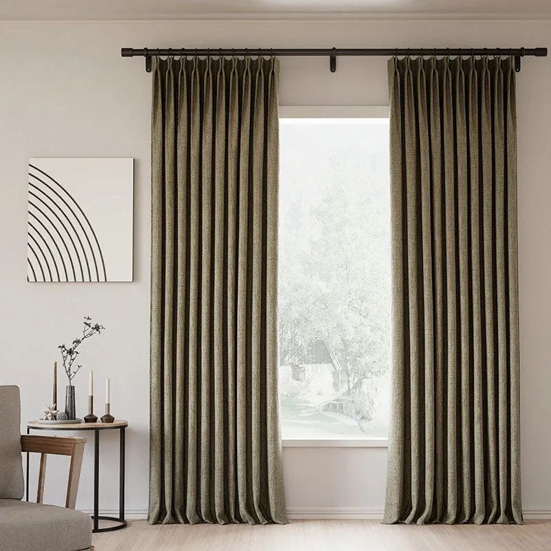 Lille Blackout Linen Curtains Natural Modern Custom Drapes Tapioca | Pleated