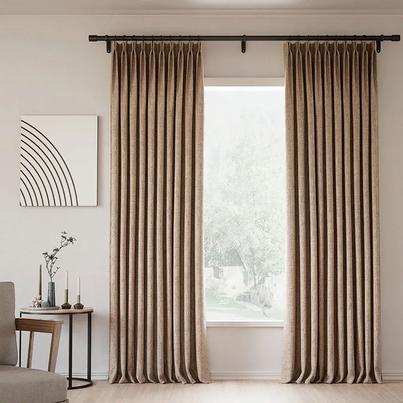 Lille Blackout Linen Curtains Natural Modern Custom Drapes Tapioca | Pleated
