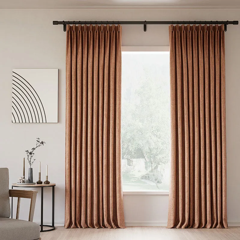 Lille Blackout Linen Curtains Natural Modern Custom Drapes Tapioca | Pleated