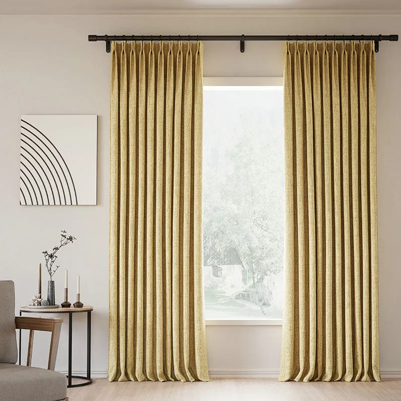 Lille Blackout Linen Curtains Natural Modern Custom Drapes Tapioca | Pleated