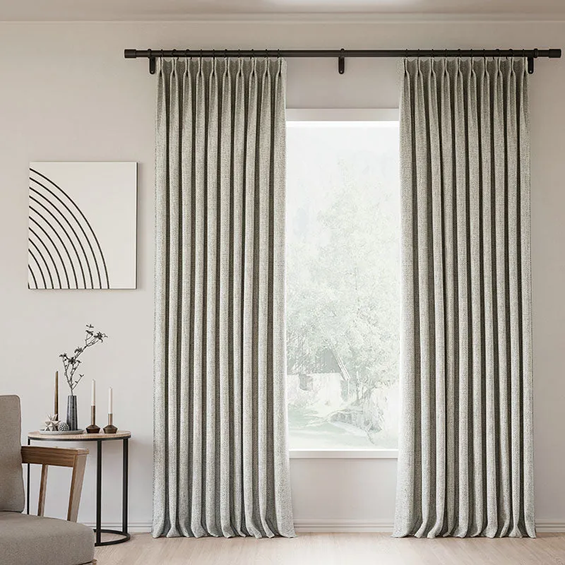 Lille Blackout Linen Curtains Natural Modern Custom Drapes Tapioca | Pleated