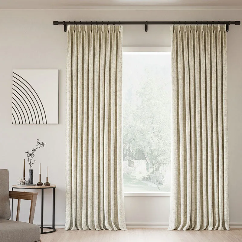 Lille Blackout Linen Curtains Natural Modern Custom Drapes Tapioca | Pleated